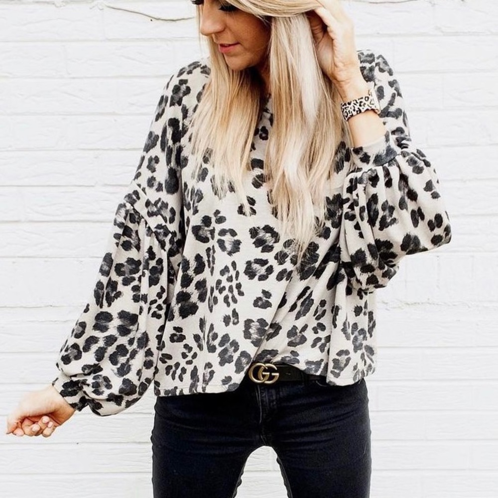 Cheetah Puff Sleeve Top